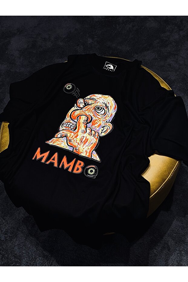 Mambo 100% Cotton Relax Fit Crew Neck Black Tshirt