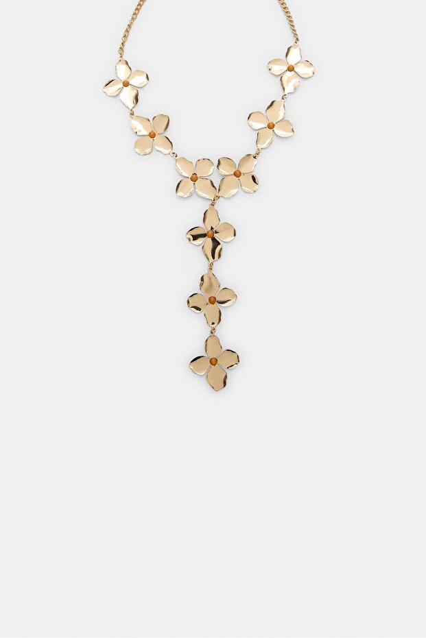 Çiçekli Lariat Kolye - 1