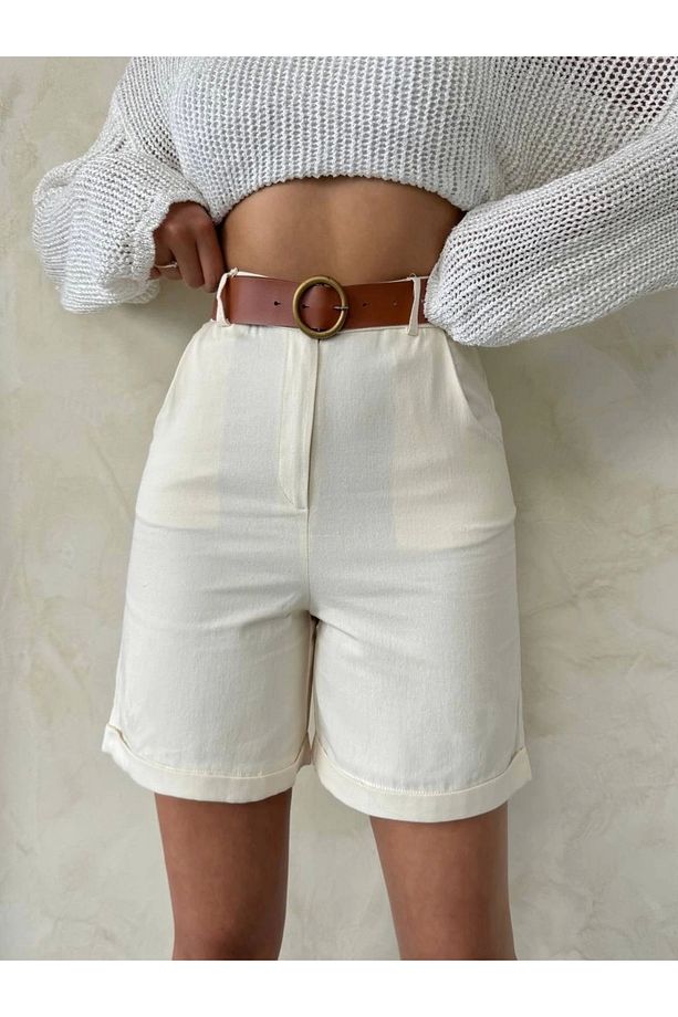 Gabardin Kumaş Şort - 1