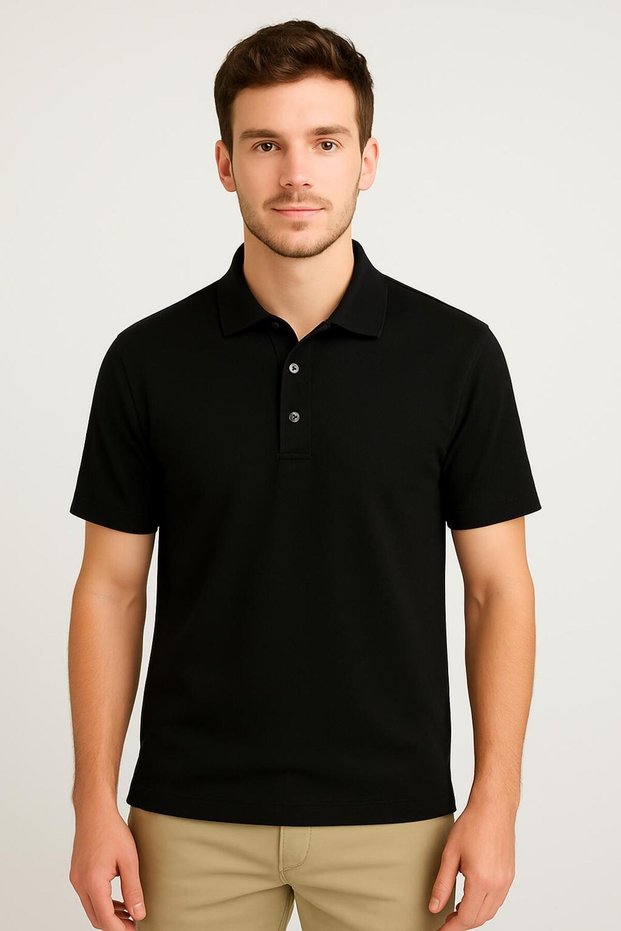 Unisex Short Sleeve Adult Polo Neck School and Daily Use T-Shirt
