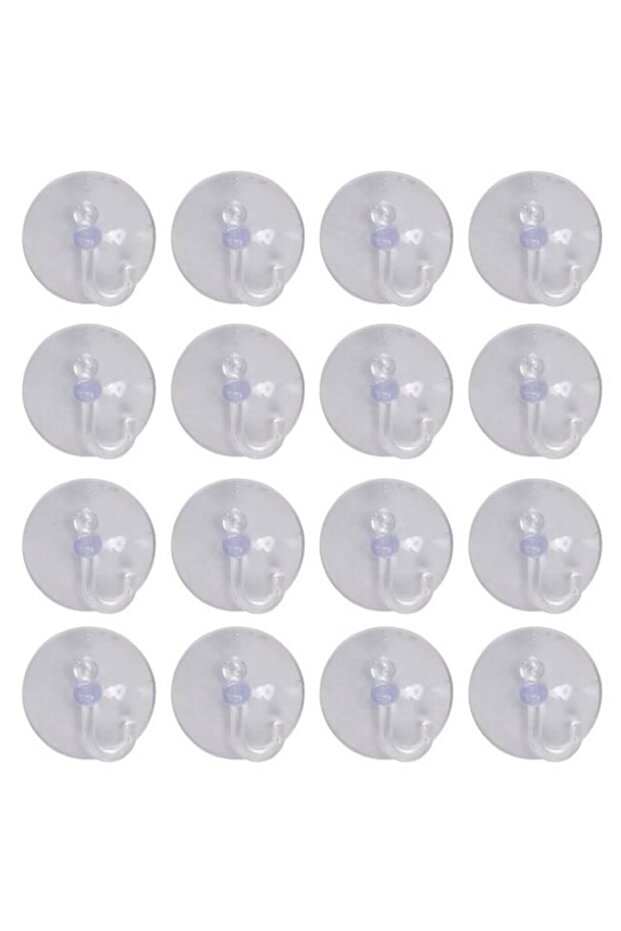 Set of 20 Suction Cups with Hooks, Transparent - 2