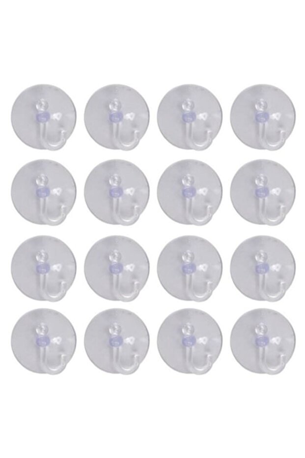 Set of 20 Suction Cups with Hooks, Transparent - 1
