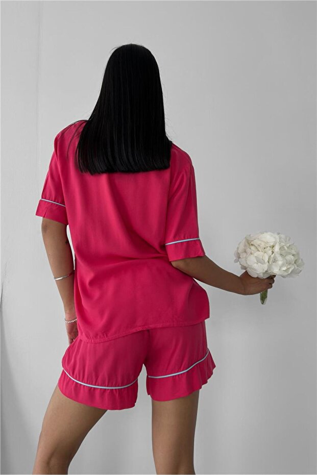 Sonno Luce Pembe Viskon Kısa Pijama Takımı - 5