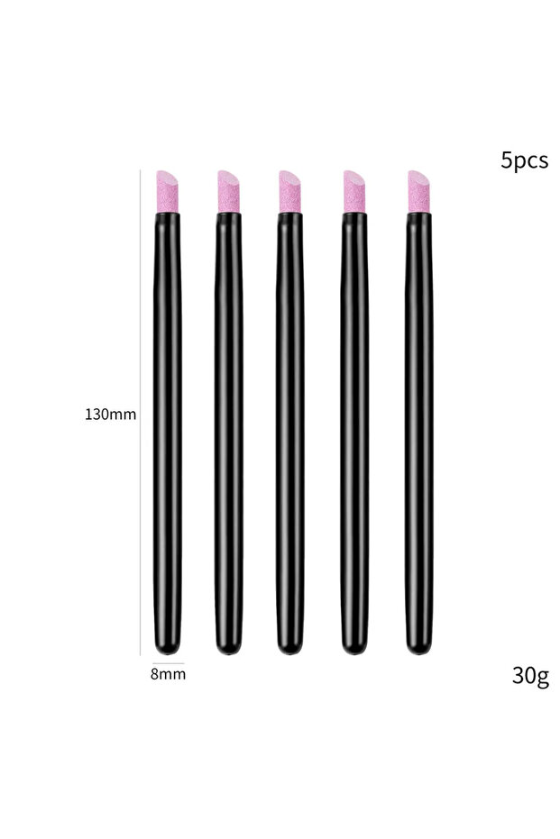 A0135-Black 5PCS Grinding Pen 5Pcs Quartz Pen Nail Cuticle Pushers Nail Polish Manicure Stick Nail