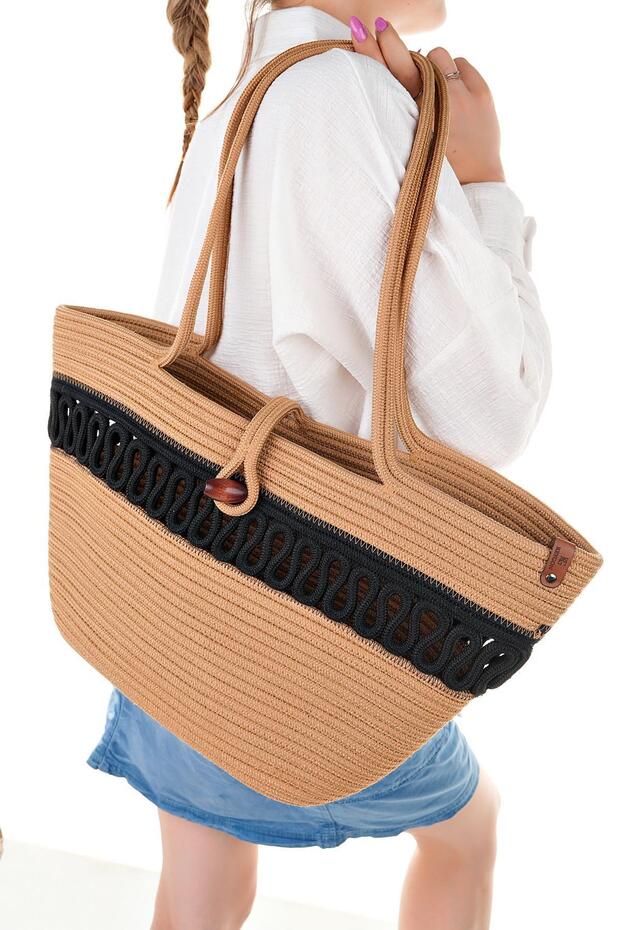 Women's Straw Bag Hand Braided Jute Straw Shoulder Beach Bag
