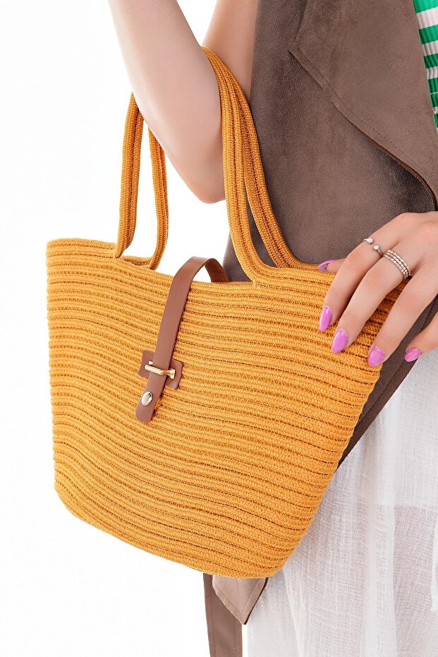 Women's Straw Bag Hand Braided Jute Straw Shoulder Beach Bag