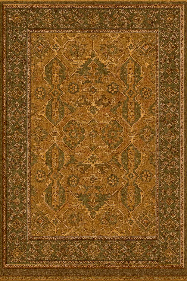 Mosso Antique Look Mustard Patterned Woven Base Vintage Decorative Carpet Mosso106