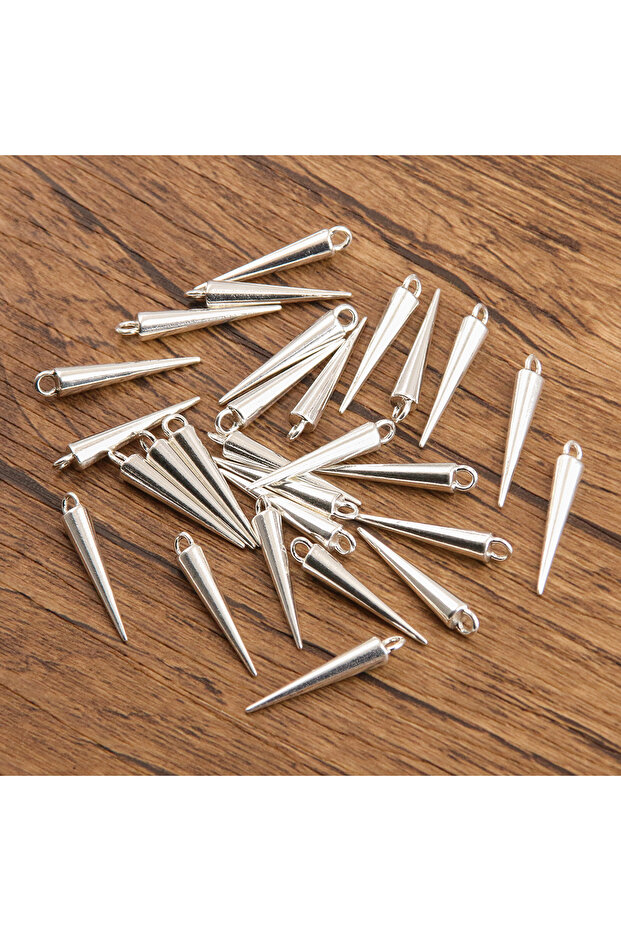 28C3-3 30PCS 3 Styles Wholesale Metal Alloy Smooth Surface Conical Pendant Charms For Jewelry Making