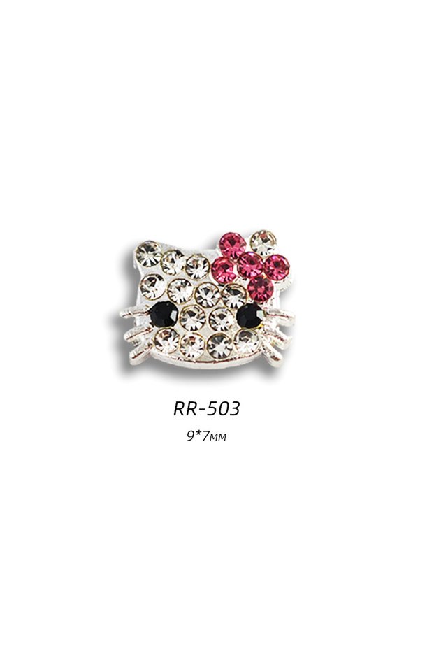 09 10Pcs Nail Accessories Katie Cat Alloy Full Diamond Japanese Cartoon Cute Cat Jewelry Design Nail