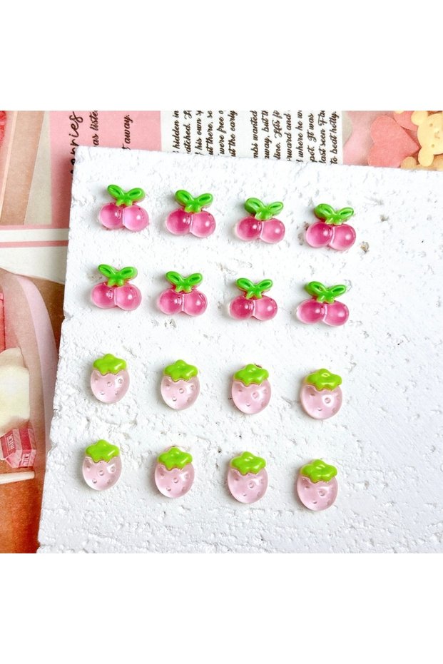 Mixed 30PCS 30PCS Simulated Cute Jelly Cherry Resin Nail Art Charms 3D Sweet Pink Strawberry Nail De