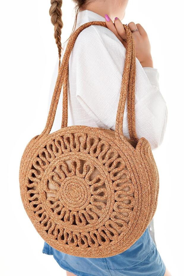 Women's Straw Bag Hand Braided Jute Straw Shoulder Beach Bag