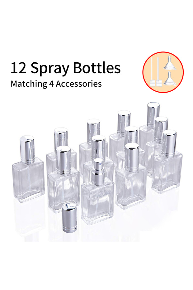 زجاجة عطر بيضاء 15 مل، 12 قطعة + 4 ملحقات، عبوة إعادة تعبئة محمولة 15 مل، بخاخ عطر، زجاجات رذاذ فارغة