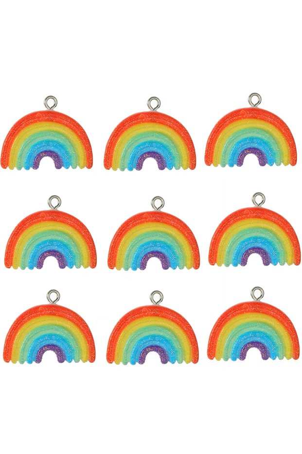 10pcs New Arrival 10pcs/lot Colorful Rainbow Resin Charms Pendant DIY Earring Necklace for Jewelry M