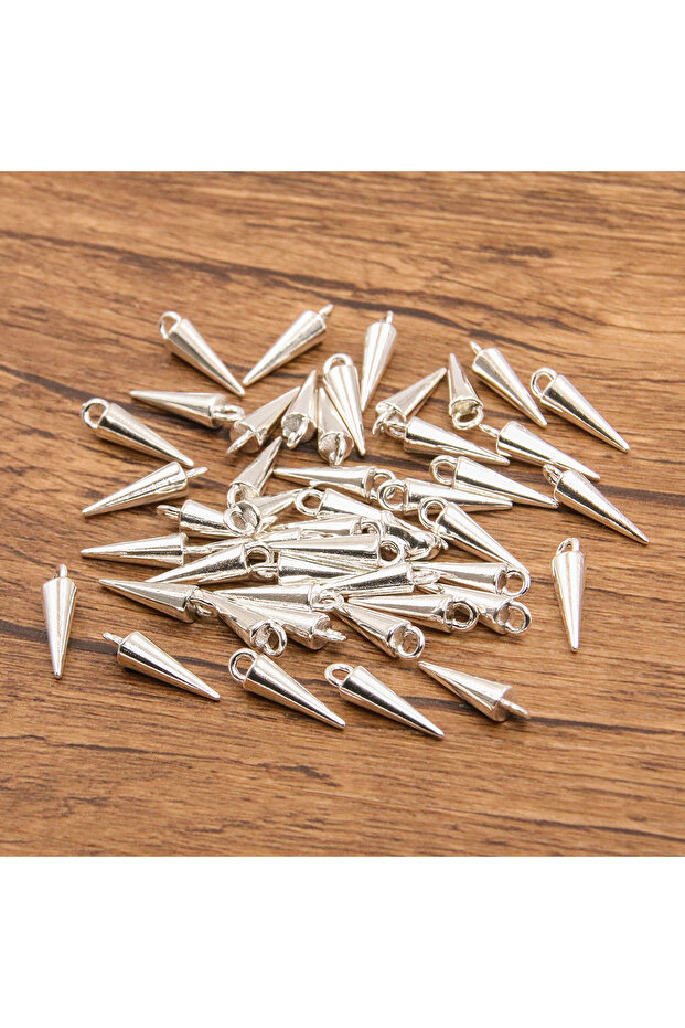 28C3-2 30PCS 3 Styles Wholesale Metal Alloy Smooth Surface Conical Pendant Charms For Jewelry Making