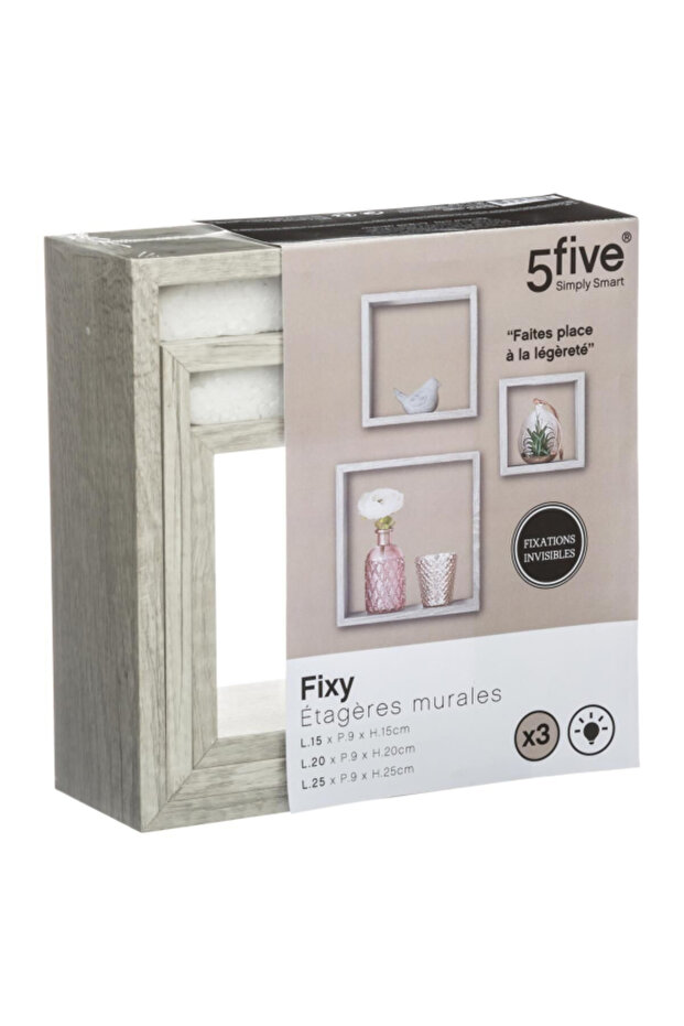 مجموعة رفوف حائط مكعبة عائمة من 3 قطع - 2