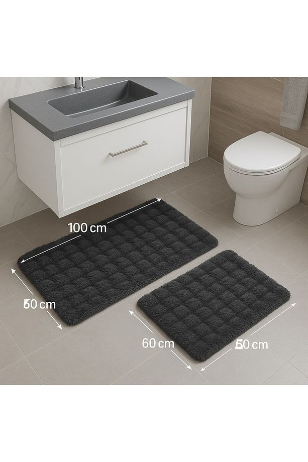 Tavşan tüyü kürk peluş yıkanabilir buble klozet takımı - 1
