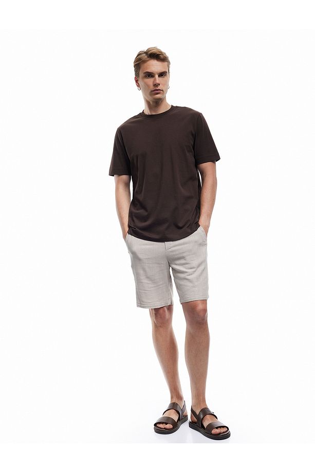 Pamuklu Kısa Kollu Regular Fit Bisiklet Yaka Basic Tişört - 1