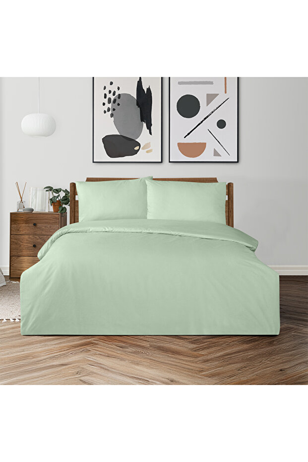 Freesia Double Ranforce Duvet Cover Set Green (3 Pieces) Double Duvet Cover Set
