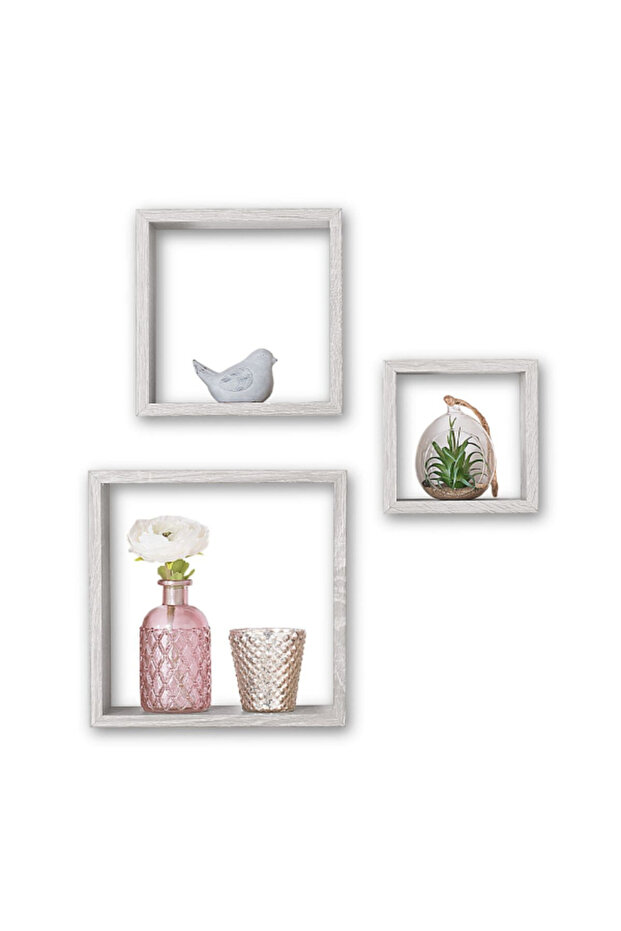 مجموعة رفوف حائط مكعبة عائمة من 3 قطع - 3