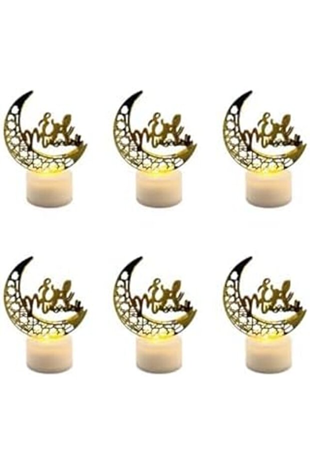 YU WELL Pack Of 6 Pcs Eid Mubarak Candle Lights Mini Night Light & Table Decor Lamp For Ramadan