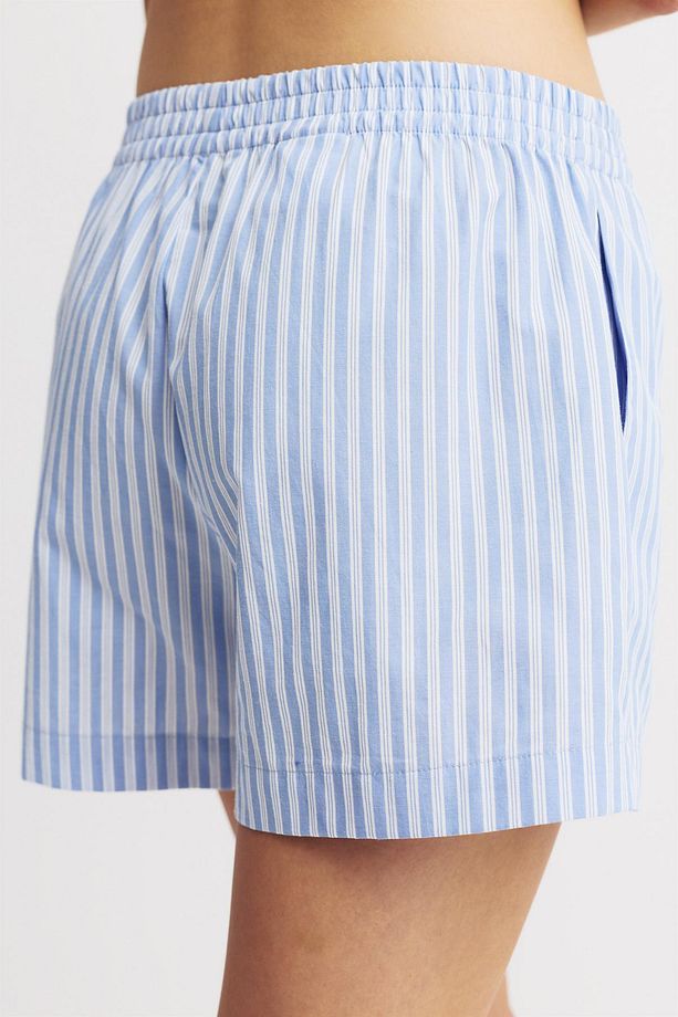 Çizgili poplin şort - 3