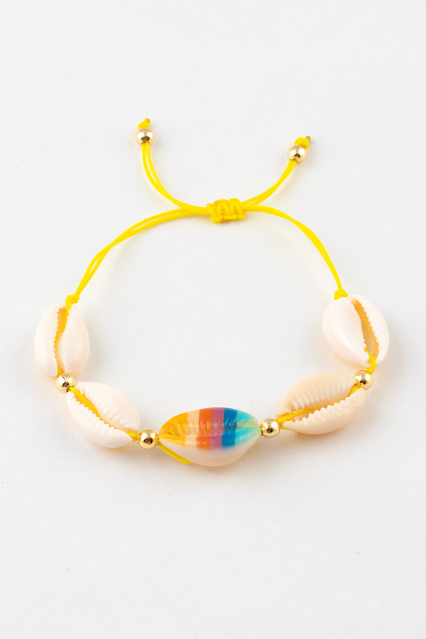سوار من الحبل قابل للتعديل مع نمط قوس قزح وشكل صدفة البحر - 1
