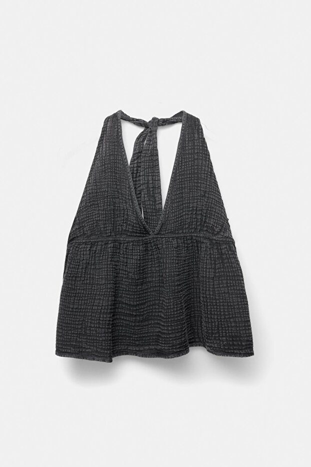 Rustik dokulu halter top - 7