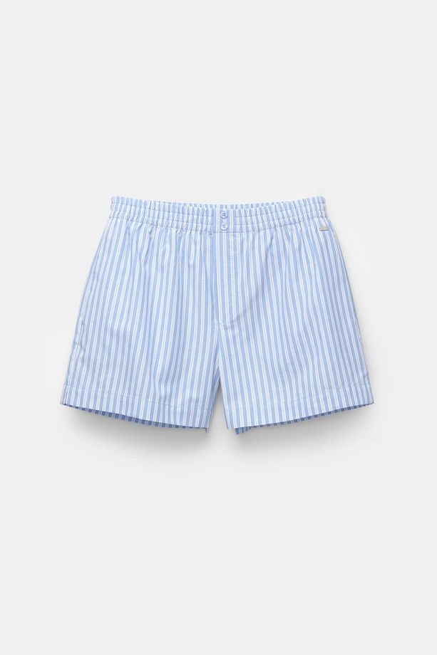 Çizgili poplin şort - 5