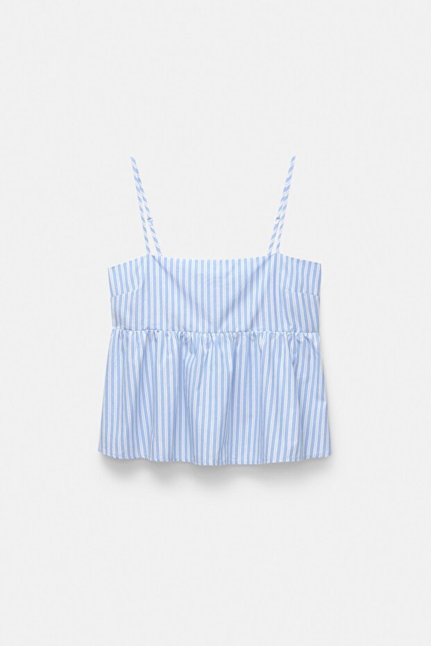 Poplin çizgili askılı üst - 6