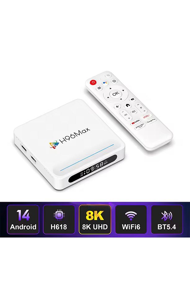 H618 Plus 8K Android 14.0 TV Box 4GB+32GB Medya Oynatıcı Air Mouse WiFi6 BT 5.4 Ethernet Sesli Komut - 4