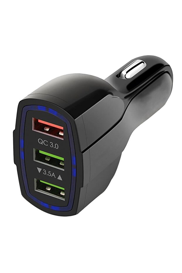 Incarcator auto, 3xUSB, plastic, negru - 3