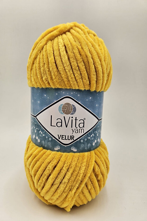 Velur Velvet Hand Knitting Yarn 100% Polyester 100Gr (2040 Yellow)