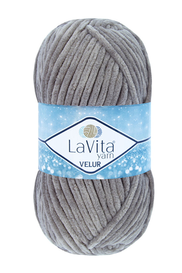 Velur Velvet Hand Knitting Yarn 100% Polyester 100Gr (6001 Gray)