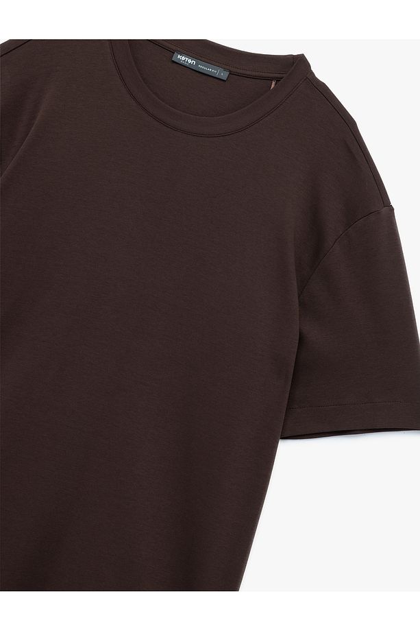 Regular Fit Bisiklet Yaka Pamuklu Kısa Kollu Basic Tişört - 3