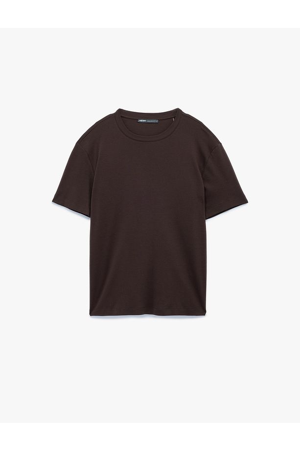 Regular Fit Bisiklet Yaka Pamuklu Kısa Kollu Basic Tişört - 1