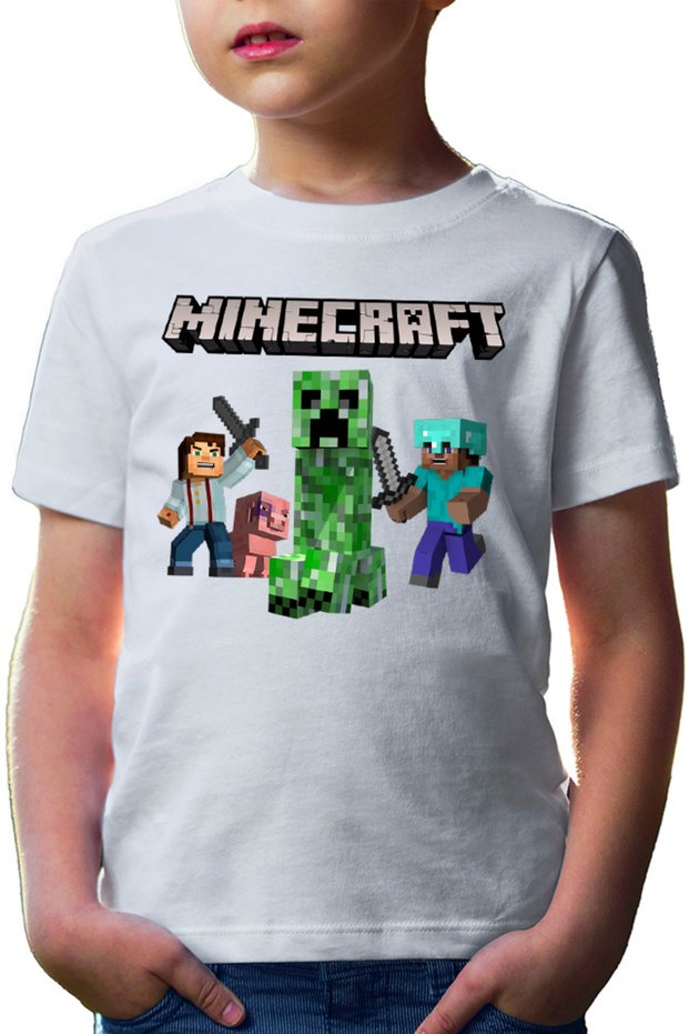 Tricou copii Minecraft Steve Creeper Explode Logo Loot