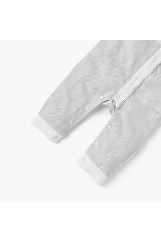 بدلة نوم سادة بأكمام طويلة وإغلاق بأزرار كبس - 4