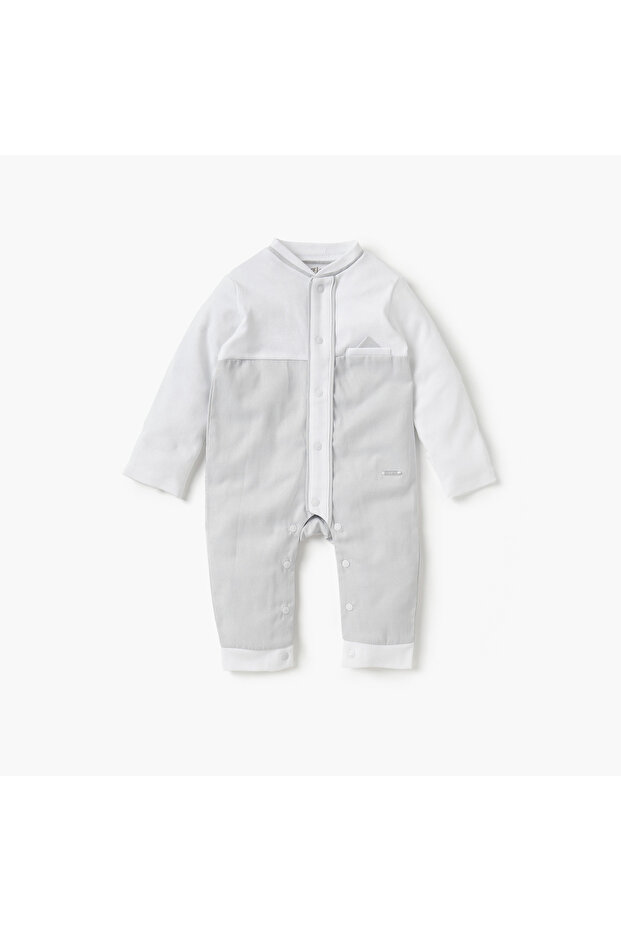 بدلة نوم سادة بأكمام طويلة وإغلاق بأزرار كبس - 1