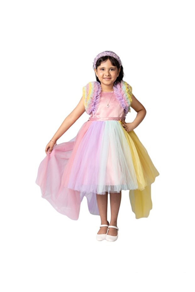Long Tail Unicorn Dress, Couture Tutu Gown With Detachable Tail