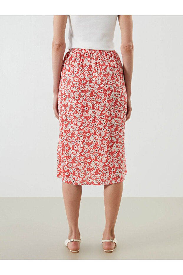 Create Your Style from Uzg Store |   Patterned Slit Skirt with Elastic Waist - 5