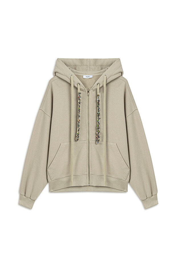 İŞLEMELİ KORDONLU SWEATSHIRT - 3