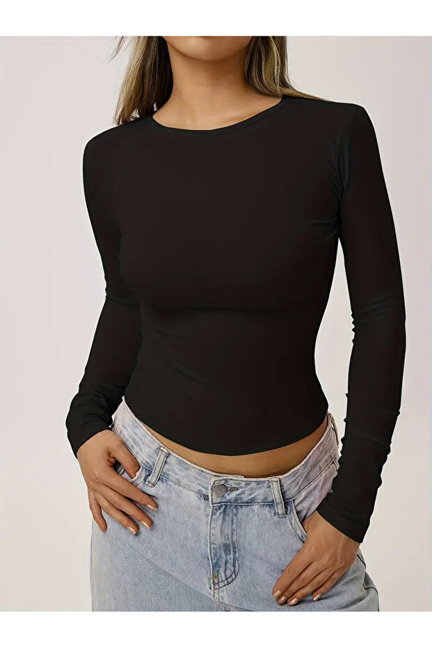 Crew Neck Basic Long Sleeve Body - 5