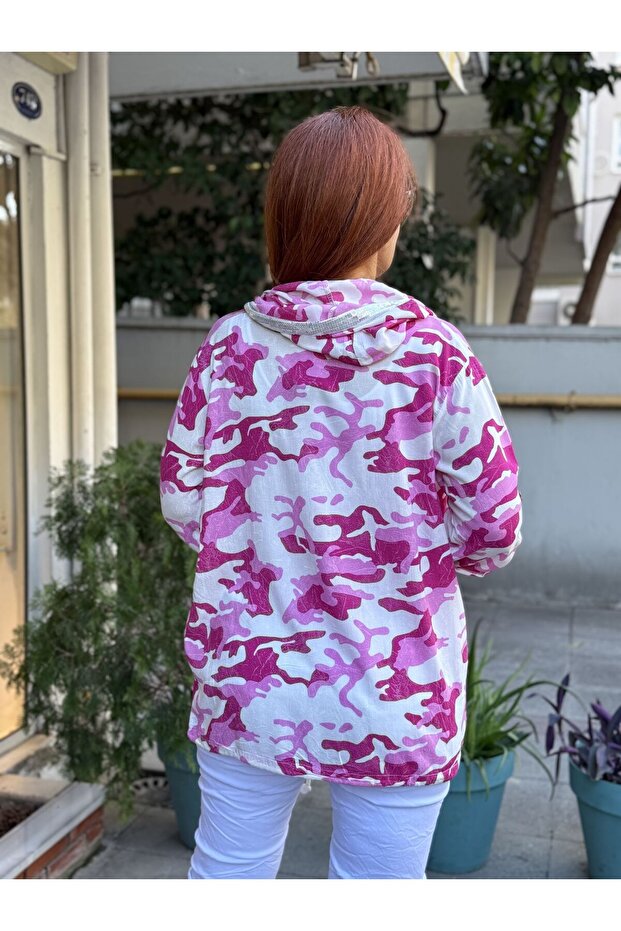 Kamuflaj Viskon Kapüşonlu Gömlek - 4