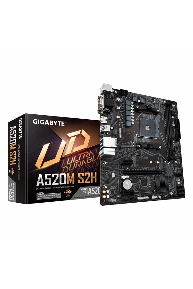 A520M S2H DDR4 (5000MHz)OC M.2 DVI/VGA/HDMI PCIe 3.0 AM4 mATX Anakart - 1
