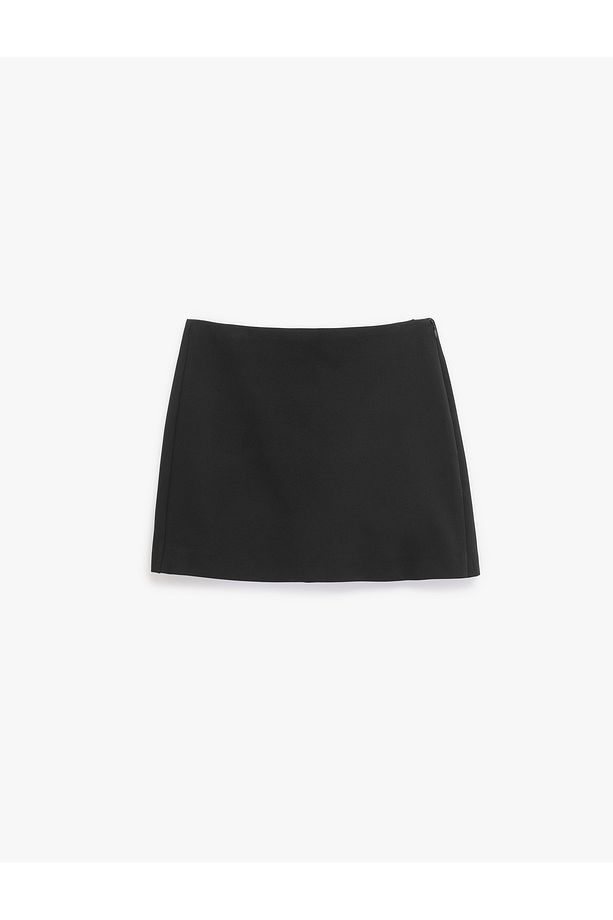 Slim Fit Cep Detaylı Mini Şort Etek - 1