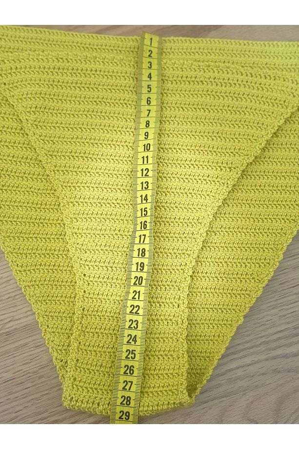 El Yapımı Gold Sarı Örgü Bikini Takımı + Bandana Hediyeli – M/L - 4
