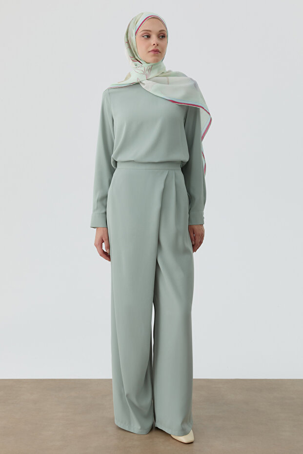 Anvelop Pileli Pantolon - Mint - 1