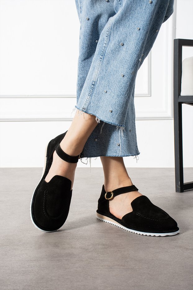 Genuine Suede Ultra Light Belt Detailed Buckle Women's Moccasin – Comfortable and Stylish Casual Shoes