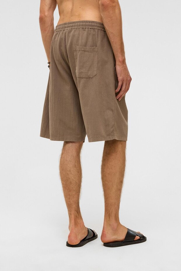 Oversize Keten Şort Kahve - 6