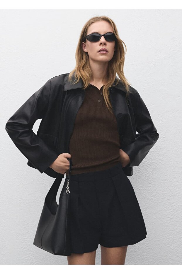 Short-Sleeved Polo Collar Sweater